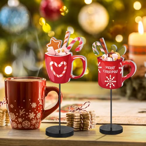 Geetery 3 Pcs Christmas Hot Chocolate Wooden Table Decor Signs