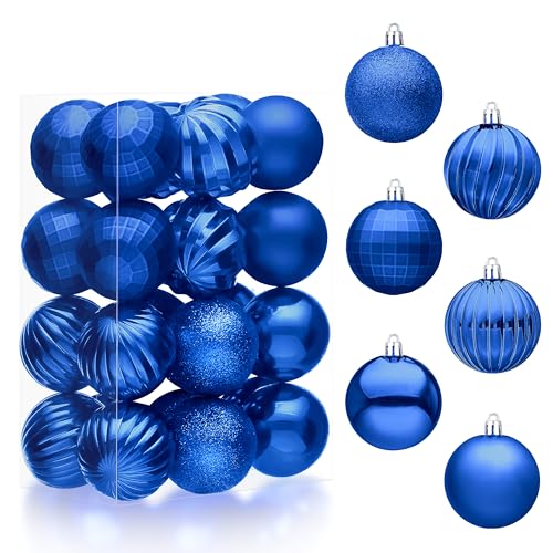 Joiedomi Blue 24 Pcs Christmas Ball Ornaments Set 2.36" Shatterproof Decorations