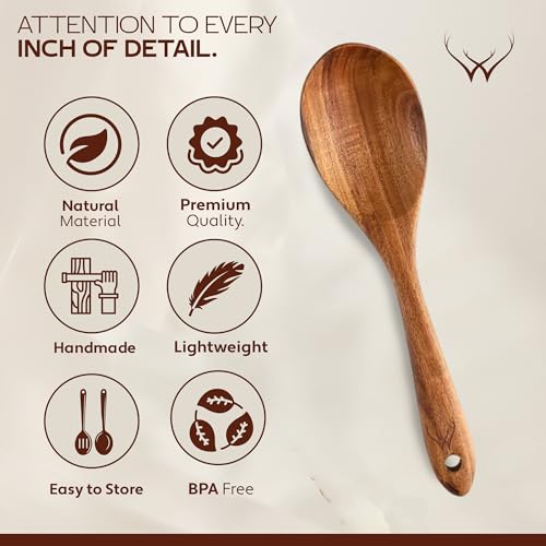 8 Pcs Teak Wooden Kitchen Utensil Set - Premium Cooking Spoons & Spatulas - Natural Wooden Cooking Tools - Variation of THIS listing