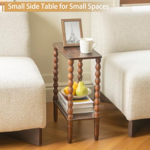 Fultyle Small Narrow End Table with Storage - Rustic Brown Nightstand