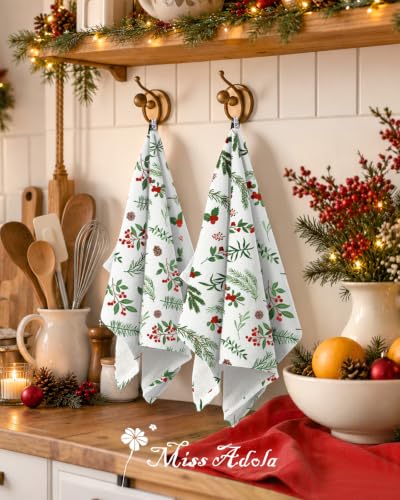 Miss Adola Christmas Frost 3-Piece Cotton Kitchen Towels 270GSM, 15 x 25 in