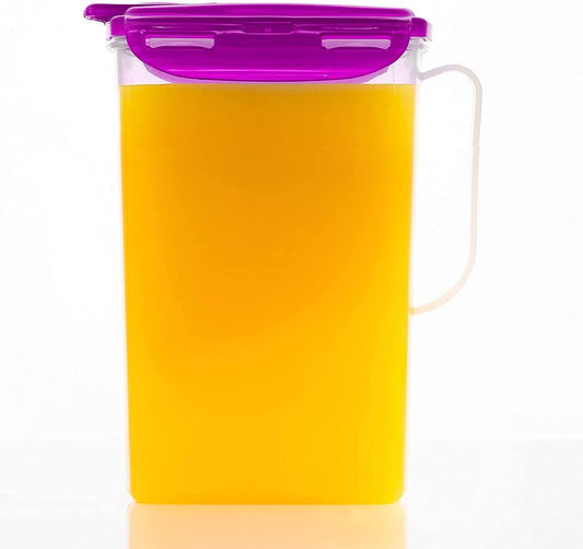 LocknLock Aqua Fridge Door Water Jug | Clear Pitcher | BPA Free Plastic Pitcher with Lid | 2 Quart Pitcher with Lid for Water, Juice, Tea & More Beverages, Purple