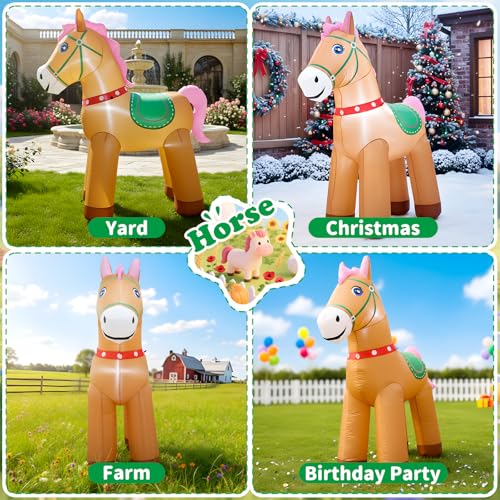 TRMESIA 6FT Christmas Spring Farm Ranch Horse Inflatable – Cute Animal Yard Decor