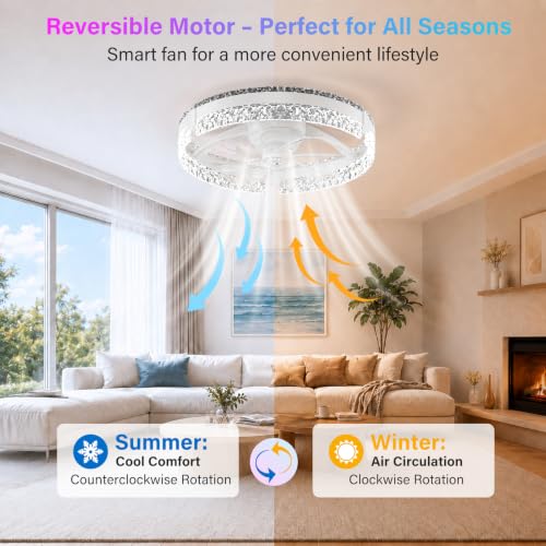 20-Inch Low Profile Ceiling Fan with RGB Lights & Remote Control