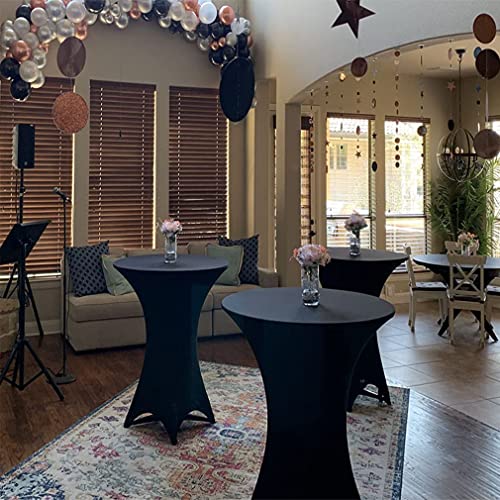 12 Pack Black Spandex Cocktail Table Covers - Fits 32x43 Inch High Tables - Elastic, Reusable, Wrinkle-Free