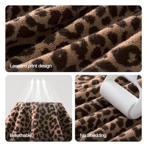 REDKISS Dark Brown Leopard Print 6-Piece Cotton Towel Set - Quick Dry & Absorbent