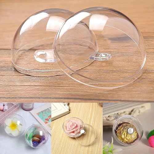 10 Pcs Christmas Fillable Ornaments Ball - 3.14'' Clear Plastic Ornaments DIY Craft Transparent Ball for Christmas Halloween Wedding Xmas Holiday Party Tree Decor Home 80mm (3.14''/80mm)