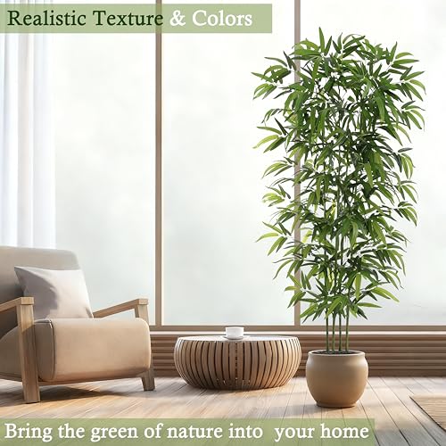 White 6FT Artificial Bamboo Tree - Faux Tall Plant for Home Decor