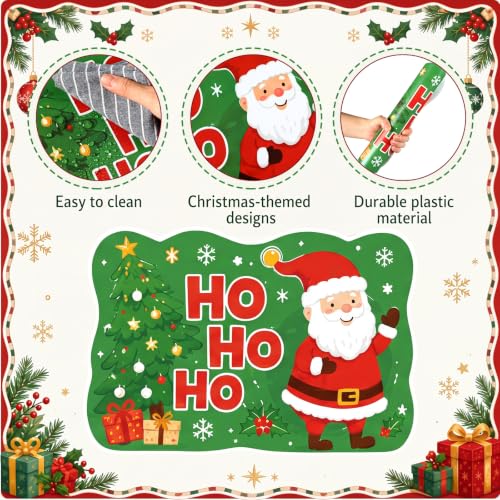 Sunnychicc 6 Pcs Christmas Placemats Set Santa Snowman 11.8 x 15.8 in - Xmas