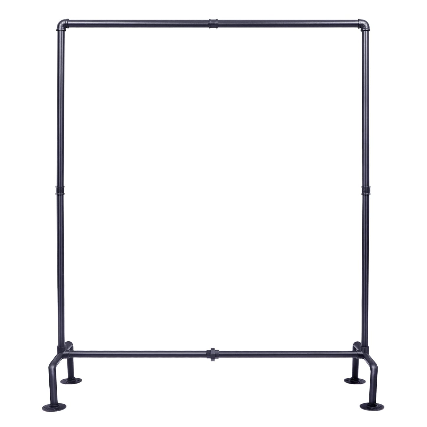 OROPY Industrial Pipe Clothing Rack Free Standing, Heavy Duty Detachable Clothes Rack with 4 Stable Feet for Garment Storage Display, Black