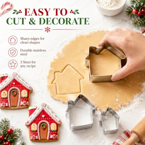 Stainless Steel Gingerbread House Cookie Cutter Set (3 pc) - Crethinkaty