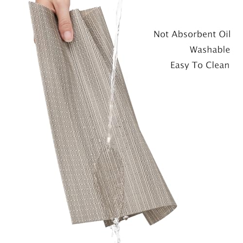 Myir JUN Golden Silver Placemats Set of 8 - 17 x 12 inch PVC, Non-Slip & Easy-Clean