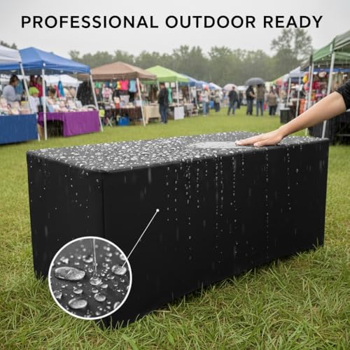 Black 6ft Table Cloths Set - 4 Pcs 30x72 Inch Fitted Table Covers for Events