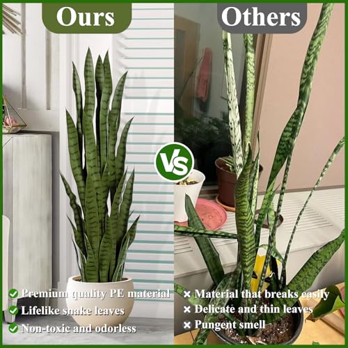 4ft Artificial Snake Plant - 46in Faux Sansevieria Indoor Outdoor Decor - Green 1Pcs