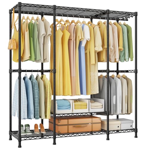 Black Heavy Duty Garment Rack 4-Tier Closet Organizer System - Freestanding