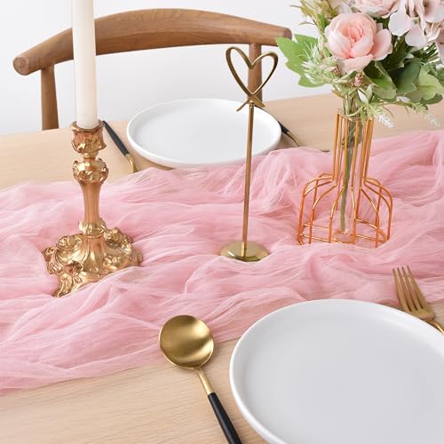 Pink Cheesecloth Table Runner 10ft Fall Wedding Party Decor 4 Pack - Blushing Pink