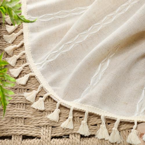 Blackout Boho Curtains 52W x 84L - Linen Blend Beige 2 Panels, Variation of THIS listing