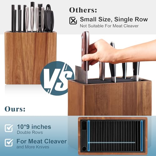 ENOKING Rectangular Acacia Wooden Knife Block Without Knives, Large Capacity