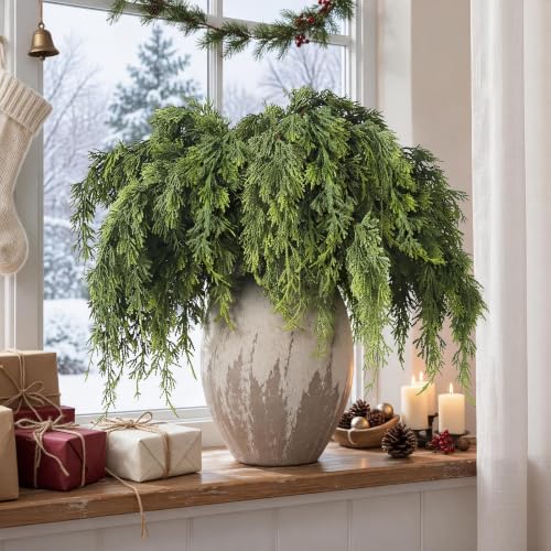6 Pcs 32" Lifelike Touch Artificial Christmas Cedar Branches for Vase