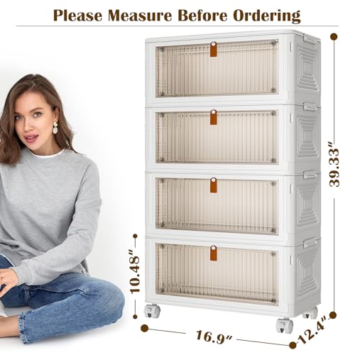 4-Tier Plastic Storage Bins with Lid - 36QT Stackable Organization