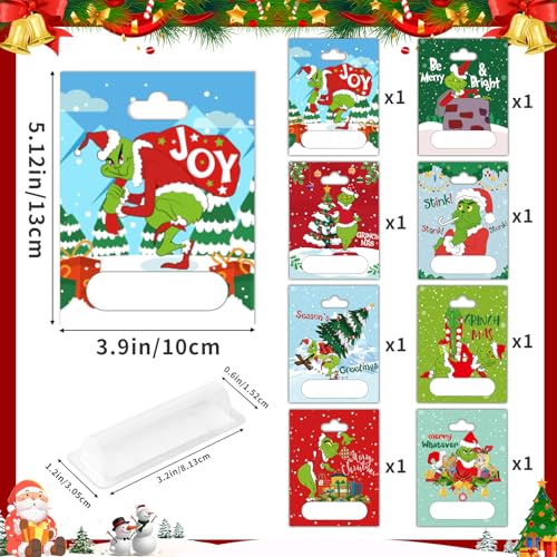 Christmas Money Holder Cards 8 Pack, Christmas Money Holder Ornaments for Gifting Cash, Holiday Gifting Money Cards for Kids, Funny Xmas Cash Gift Ideas, Merry Grinchmas Tree Hanging Ornaments Decor