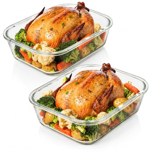 Blue Glass Food Storage Containers Set - 10 Cups / 80 Oz Airtight Locking Lids, Microwave & Dishwasher Safe