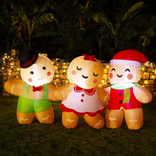 Joliyoou 8ft Christmas Inflatable Decoration Set of 3 with Lights