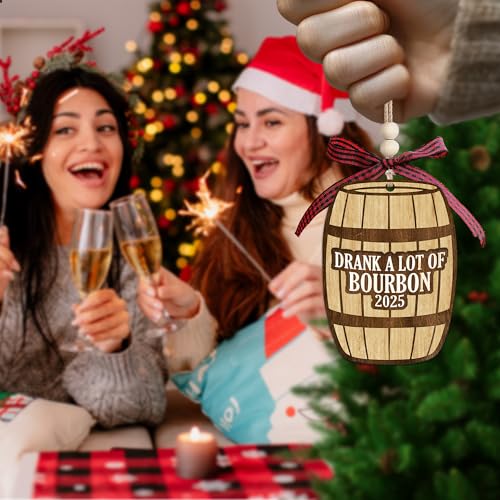 PORSWISH Bourbon Christmas Ornament - Whiskey Wooden Holiday Decor for Men & Women