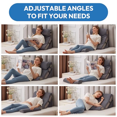 Plush 3PCS Wedge Pillow Set for Post-Surgery, Acid Reflux & Back Pain Relief – Adjustable Support Bed Pillows for GERD & Snoring