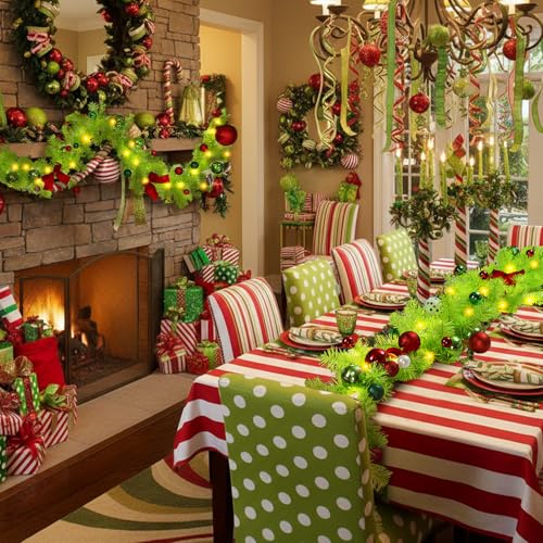 Jutom 6ft Norfolk Pine Christmas Garland, Whimsical Holiday Decor