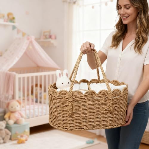 Camel Baby Diaper Caddy Organizer with Removable Dividers - Nursery Storage Basket
