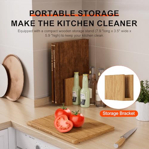 Book Cutting Board Set of 3 - Wooden Book-Shaped Kitchen Boards - Space-Saving Organizer