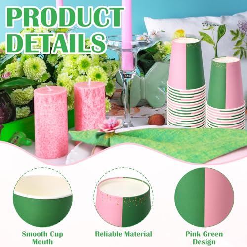 50 Pack Red Green Pink Party Cups Disposable Christmas Paper Cups Xmas 9 oz Drinking Paper Glasses Sorority Beverage Tumblers Coffee Tea Supplies for Holiday Birthday DIY Party(Green,Pink)