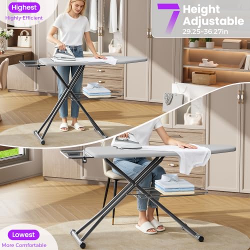 KINGBOARD Gray Extra Wide Heavy Duty Ironing Board, Large 18x47-inch