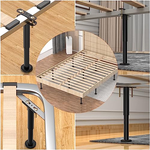 Adjustable Bed Support Legs Set - 7.08-12.6 Inch, Heavy Duty Metal Slat Bed Frame Support - 6 Pieces (Variation: 7.08-12.6 Inch)