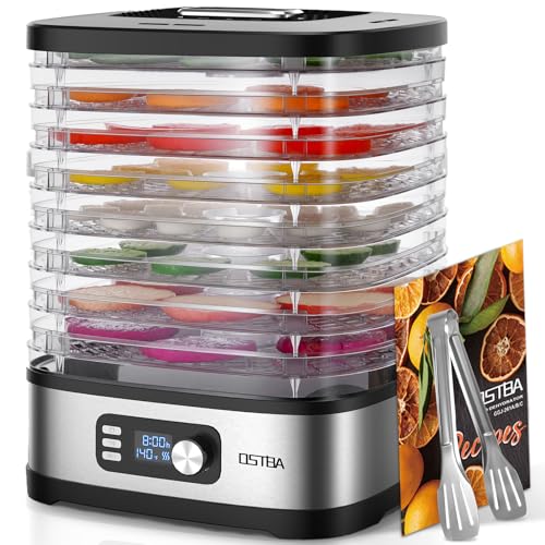 OSTBA Food Dehydrator with 8 BPA-Free Trays & Adjustable Temp 158°F