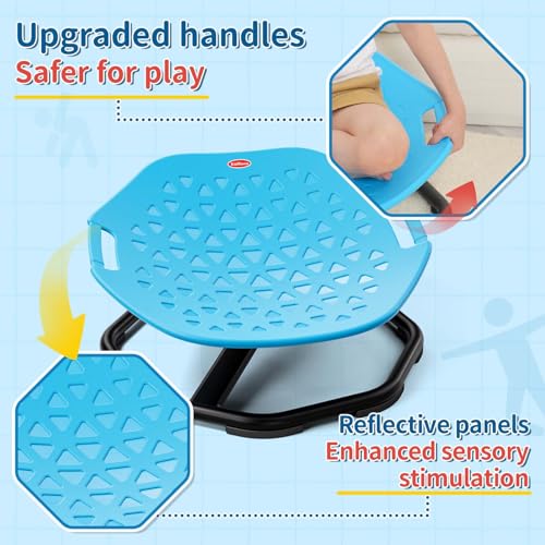 KidBloom Blue Sensory Spinning Chair for Autism & ADHD Kids, Balance & Coordination, Silent 360° Swivel