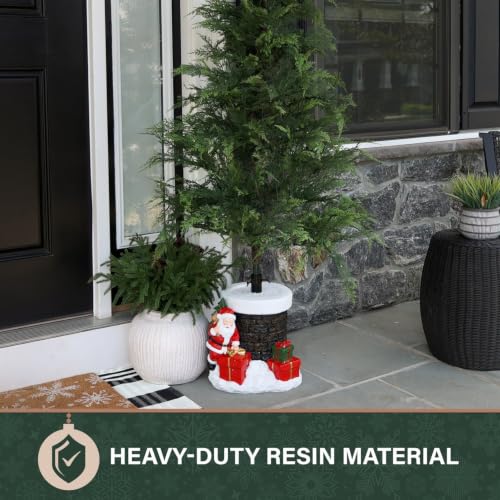 Fraser Hill Farm Chimney Santa Christmas Tree Base - 15 in. Resin Stand