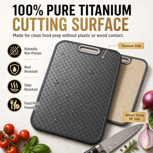 Titanium Cutting Board for Kitchen, Double Sided Food Grade, Pure and