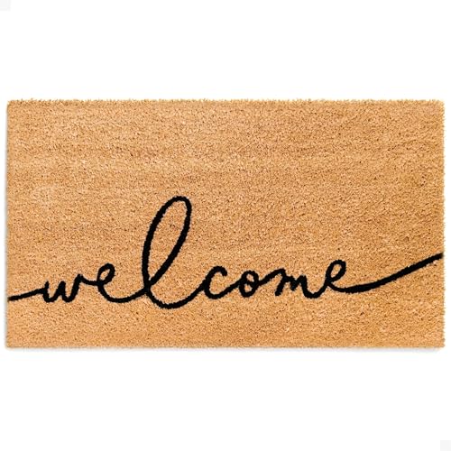 Theodore Magnus Welcome Mat 17x30 - Aesthetic Script, Non-Slip Tufted Door Mat, Indoor & Outdoor Use, Warm Greeting Variation