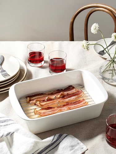 Ceramic Casserole Dish Set with Stainless Steel Racks - 3 Sizes, Oven Safe, White, Variation of THIS listing