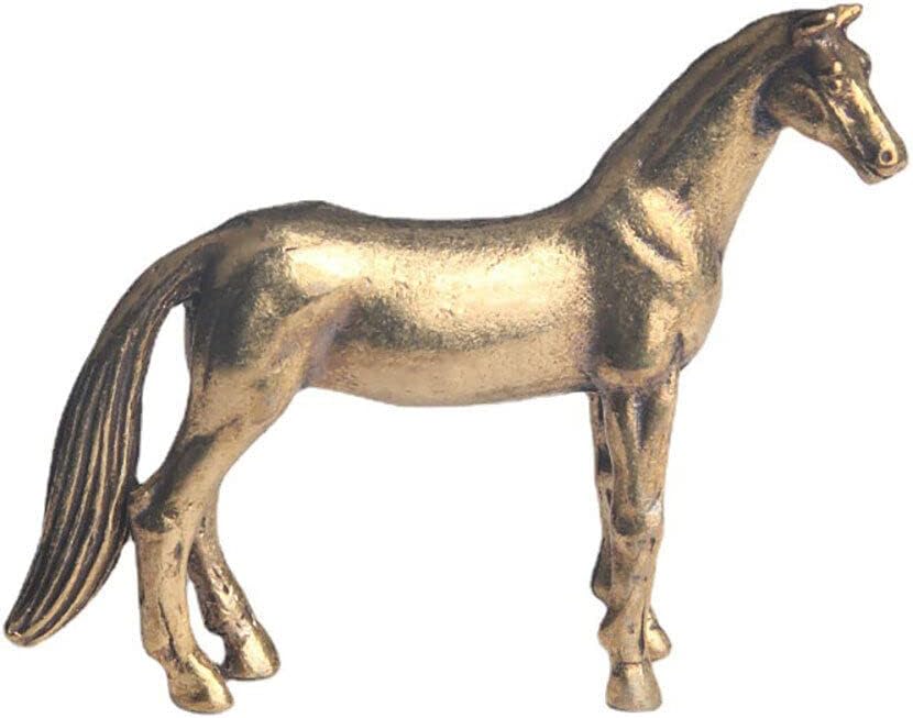 TEAMWILL Brass Horse Figurine - Elegant Small Statue for Home or Office Décor