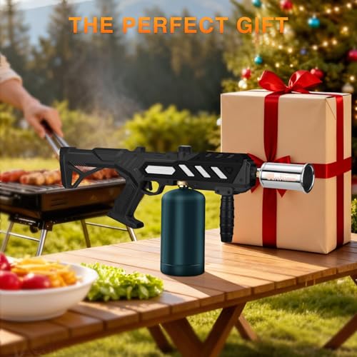 Propane Torch Gun for Cooking & Outdoor BBQ - Detachable, Adjustable Flame - Black