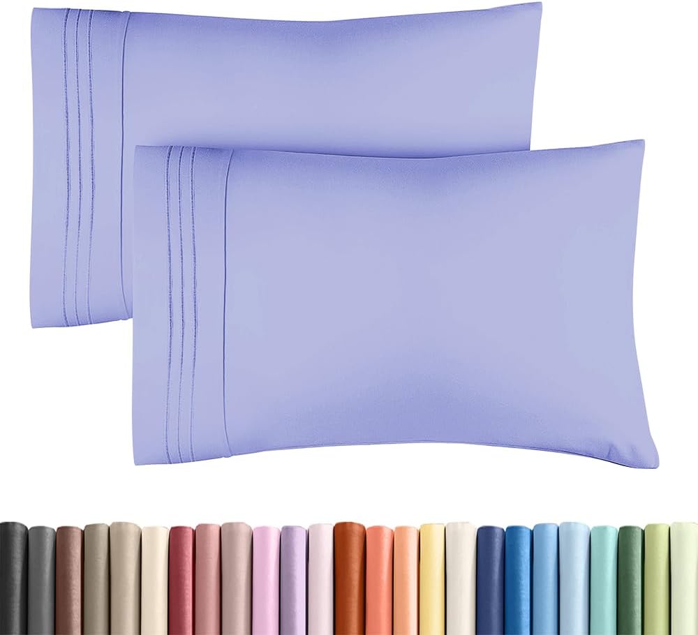 King Standard Pillow Cases by King - Ultra-Soft Hotel Quality Covers | Fade-Free & Wrinkle Resistant - Lavender - Set of 2