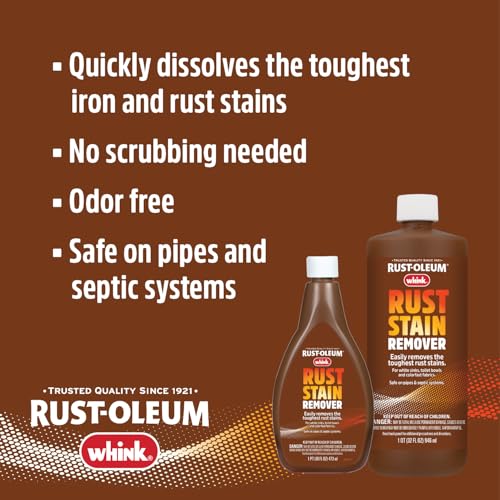 Rust-Oleum Whink Rust Stain Remover 32oz - Heavy-Duty Iron & Rust Stain Remover for White Sinks & Toilets, 6 Pack