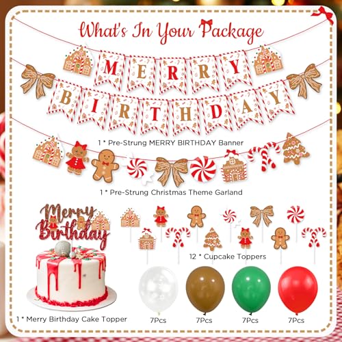 Christmas Birthday Party Decorations Kit with Banners Balloons Gingerbread Theme