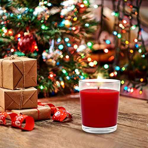 4 Packs Unscented Red Burgundy Colored Votive Candles in Glass, 2 Inch Natural Soy Wax Scentless Candles for Christmas Wedding Party Home Holiday Relaxation Spa, 12-15 Hour Burning Time