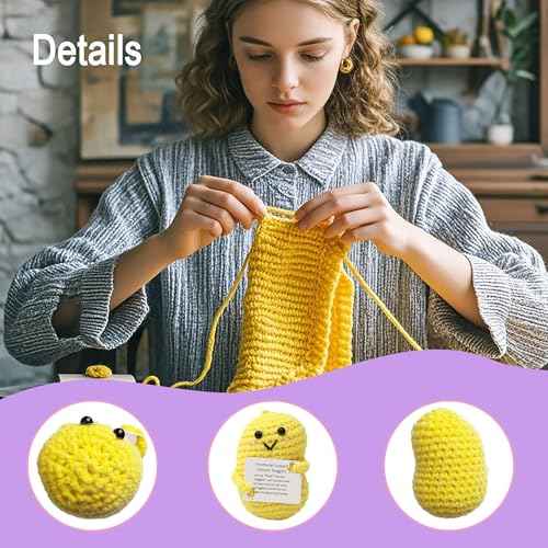 Emotional Support Nuggets Inspirational Positive Crochet Animals Gifts Funny Positive Nuggets Potato Pickle for Women Men Birthday Christmas Stocking Stuffers White Elephant