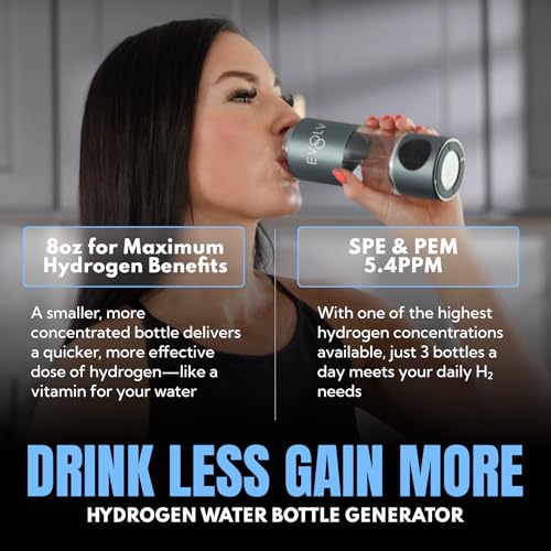EVOLV Hydrogen Water Bottle Carbon Edition - Leak Proof Ionizer, Black
