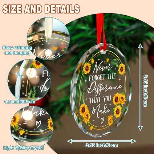 Never Forget The Difference That You Make Glass Ornament 2025 - Coworker Gifts for Women - Going Away, Farewell, Goodbye, Appreciation, Retirement Gifts for Coworkers Women, Men, Boss, Friend